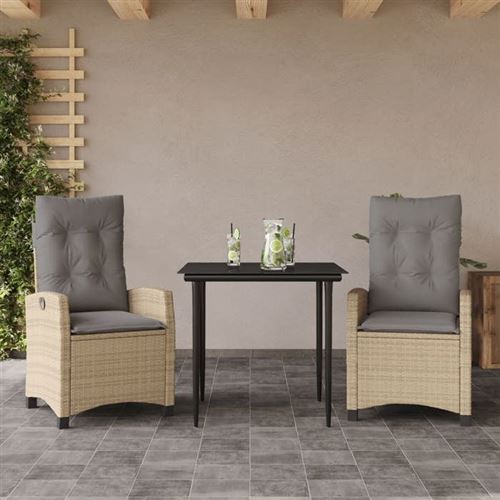 Non Communiqué Beige Vidaxl Ensemble À Manger De Jardin Et Coussins 3 Pcs Mélange 3212822