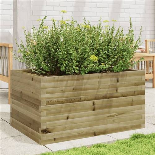 Vidaxl Marron Jardinière 90X60x45,5 Cm Bois De Pin Imprégné, Jardinière D'extérieur, Bac À Fleurs, Boîte À Plantes, Jardinière De 847282 - Image 3