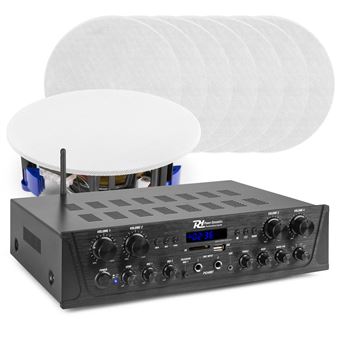 Power Dynamics PV240BT Système Audio Stéréo 4 Zones avec Bluetooth, Amplificateur 400W, 8 Haut-Parleurs Plafond 5,25 - 1