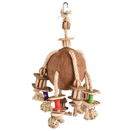 Non Communiqué Flamingo Jouet Pour Oiseaux Sully Perroquet Noix De Coco Bbq 42 Cm, Jouet Pour Oiseaux En Corde, Jouet Pour Oiseaux Suspendu