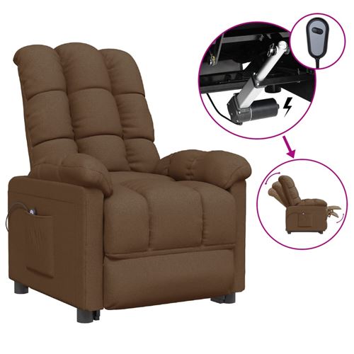 Vidaxl Marron Fauteuil Inclinable Électrique Tissu - Image 2