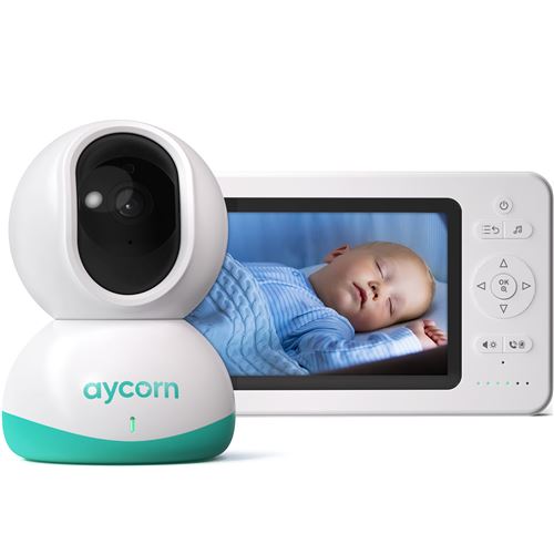 Babyphone Moniteur Aycorn - vidéo pour bébé avec caméra et écran LCD extra large, Vision nocturne, Surveillance de la Température