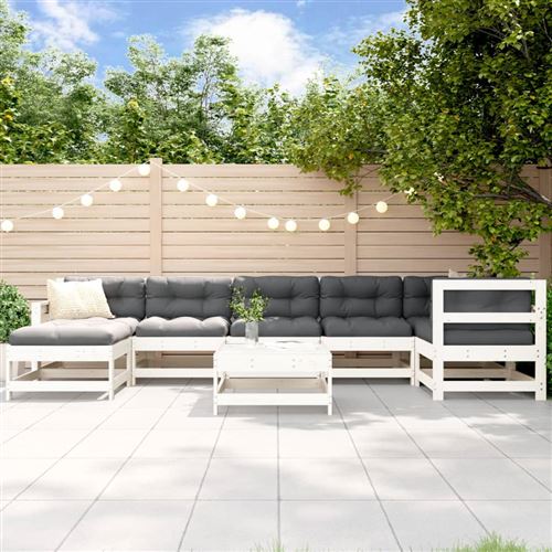 Vidaxl Blanc Salon Jardin 8 Pcs - Image 2