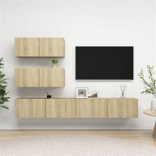 Non Communiqué Brun Ensemble De Meuble Tv 4 Pcs Chêne Sonoma Bois D Ingénierie