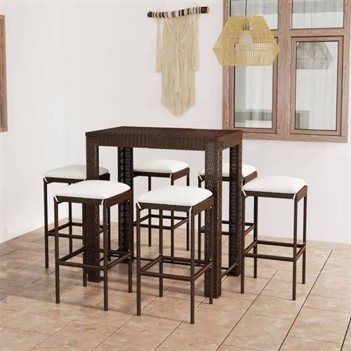 vidaXL - Ensemble de Bar de Jardin - 7 Pièces - Marron - Image 2