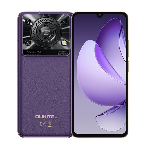 OUKITEL C60 Pro Téléphone Portable 6.88 , 10000mAh, 24(8+16)Go+256Go, 13MP+5MP,Empreinte digitale,NFC,Dual SIM 4G smartphone-298g-Violet