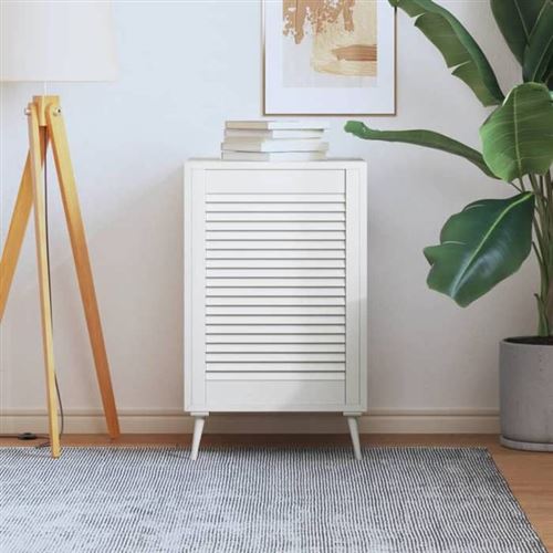 vidaXL Porte à persiennes Bois de pin massif Blanc 69x49,4 cm