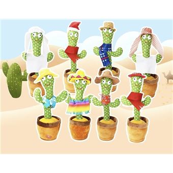 Dancing Cactus Repeats What You Say, Jouet électronique en peluche avec  éclairage, jouet pour bébé drôle, avec 120 chansons en anglais et fonction