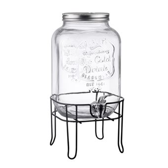 Fontaine à Jus En Verre Trempé GlassWare 3L Avec Robinet Métal - Transparent