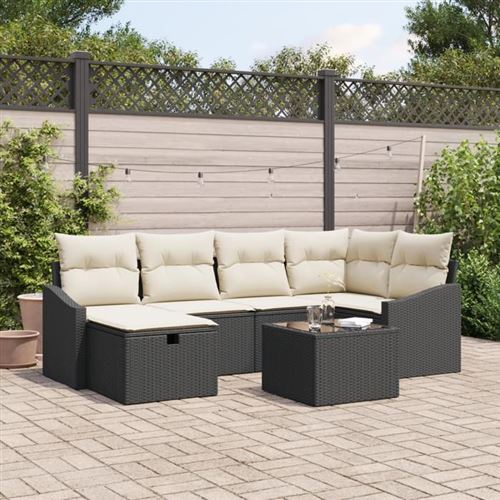 VIDAXL - Ensemble de canapés de jardin - 7 pièces - Noir - Image 2