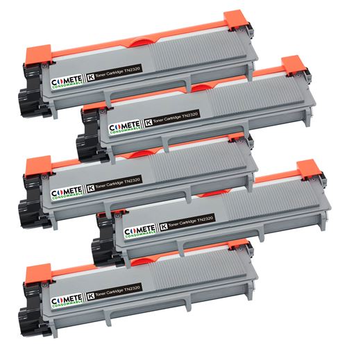 COMETE - TN2320 - 5 Toners Compatibles avec Brother - Noir - Marque française