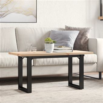Table basse cadre en O 100x50x45,5 cm bois de pin massif acier - 1