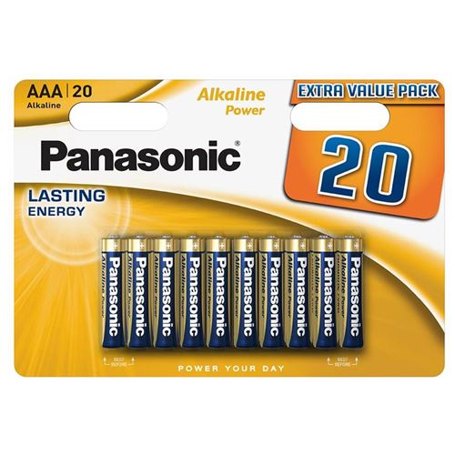 PANASONIC Pack 20 Piles Alcaline POWER BRONZE AAA LR03 1,5V