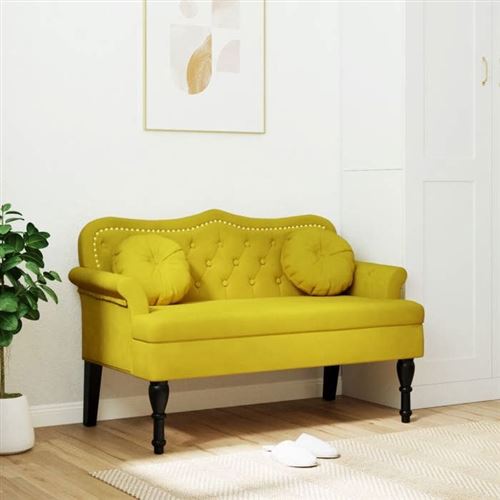 vidaXL Banc avec coussins jaune 120,5x65x75 cm velours