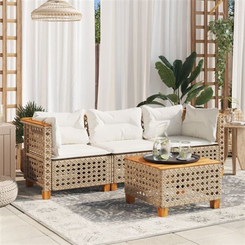 Vidaxl - Divano Da Giardino Con Cuscini A 3 Posti Beige In Polyrattan