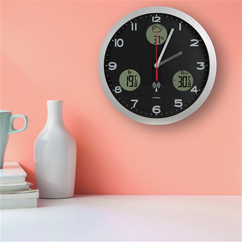 Grande horloge murale numérique, affichage d'horloge numérique avec  température et humidité, numéros LED de 14,3 pouces