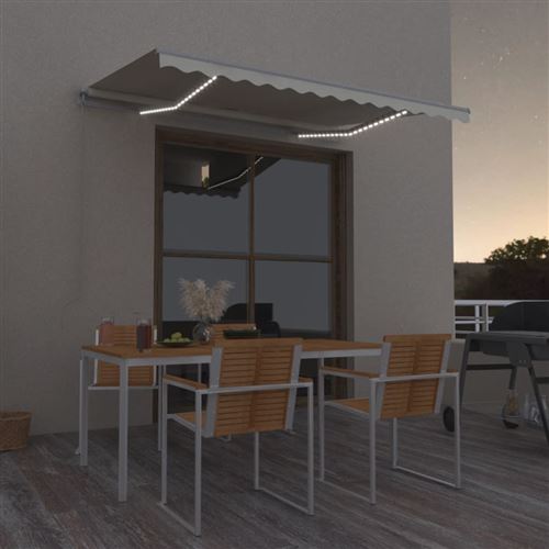 vidaXL Auvent manuel rétractable avec LED 350x250 cm Crème