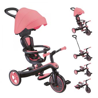 Globber - Tricycle évolutif pour bébé EXPLORER 4 en 1 - Rose Corail