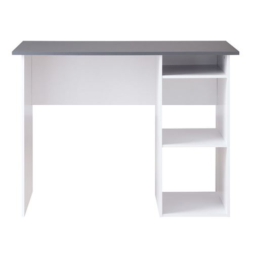 COMPO Bureau droit classique decor gris et blanc - L 101 cm