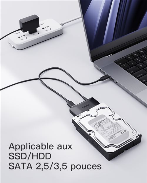 Inateck Adaptateur SATA vers USB 3.2 Gen 2, Câble Adaptateur pour Disque  dur SSD/HDD 2.5/3.5 Pouces, Adaptateur d'Alimentation 12V/2A Inclus,  Transfert Bi-directionnel - Adaptateur et convertisseur - Achat & prix