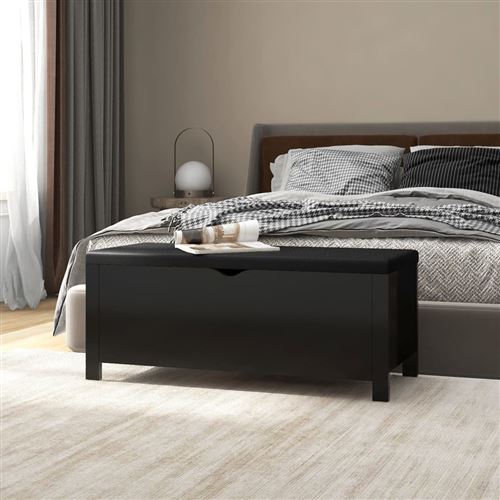 vidaXL Opbergbox met kussen 105x40x45 cm bewerkt hout zwart326769