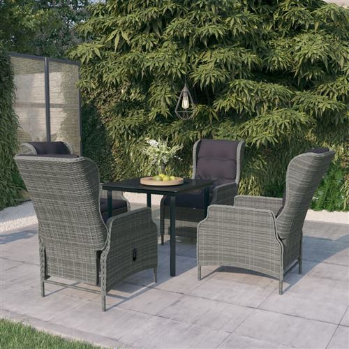 Non Communiqué Gris Salon De Jardin Vidaxl Resine Tressee 4 Personnes 80 X 80 X 74 Cm 5 Pieces