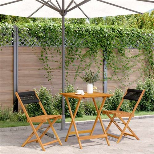 Non Communiqué Noir Vidaxl Ensemble De Bistro 3 Pcs Polypropylène Et Bois Massif, Ensemble De Bistro De Jardin, Ensemble De Balcon, 3281757