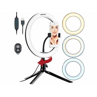 Somikon : Anneau LED professionnel avec support smartphone et déclencheur bluetooth - 1