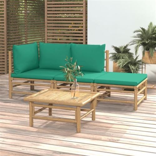 Non Communiqué Vert Salon De Jardin Modulable Vidaxl Bambou 3 Personnes 4 Pieces