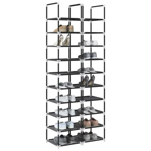 Étagère à chaussures - VIDAXL - 2 pcs - 10 niveaux - Noir - Métal et tissu non tissé