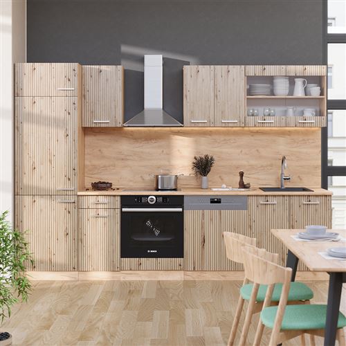 Cuisine Intégrée Vicco R-Line 300cm - Chêne Anthracite - Moderne Et Brillant - Neuve Sous Emballage