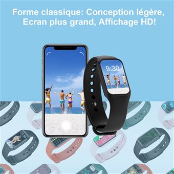 Bracelet Connecté Homme Femme Discret Sport et Santé - Audar KERi -  Tension, BPM, SpO2 Waterproof, Compatible iPhone Android - Noir