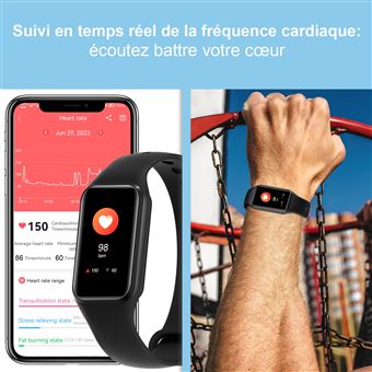 Montre connectée femme, bracelet connecté avec fréquence cardiaque,  podometre, écran tactile, suivi de performance - android, ios