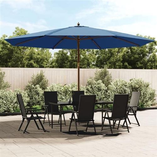 Vidaxl Ombrellone Da Giardino Con Palo In Legno Azzurro 400x273 Cm