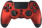 Steelplay Slimpack - Manette sans Fil 2,4 GHz, Compatible PS4/PS3/PC, Double Retour de Vibration, 4 palettes arrière programmables, Ergonomique et Confortable - Rouge