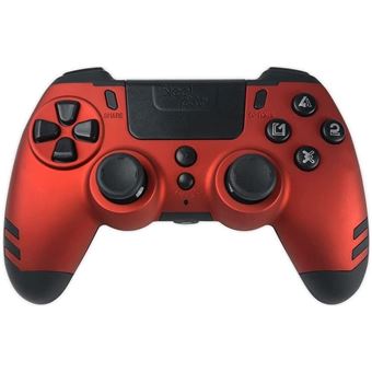 Steelplay Slimpack - Manette sans Fil 2,4 GHz, Compatible PS4/PS3/PC, Double Retour de Vibration, 4 palettes arrière programmables, Ergonomique et Confortable - Rouge