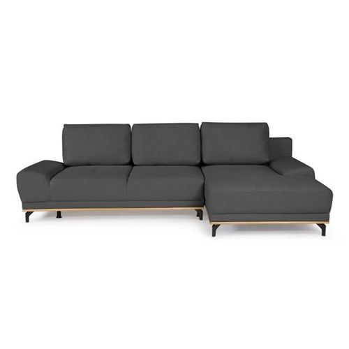 Canape dangle convertible droit 4 places - Tissu Campsay gris anthracite - L 283 x P 164 x H 73 cm - MINIMAX