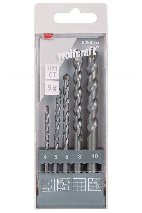 Wolfcraft 8450000 1 Coffret De 5 Forets À Béton, Hm-Ct, Ø 4-5 - 6-8 - 10 Mm, Angle De Pointe 130°, Din Iso 5468, Laminé - Image 3