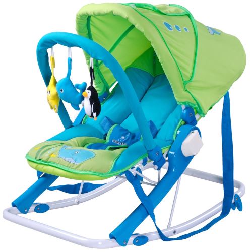 AQUA Transat balancelle bébé avec jouets et capote pliable Vert