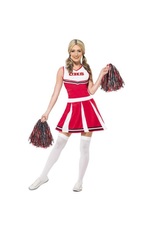 Costume Cheerleader Pompom Girl - Blanc / rouge - L