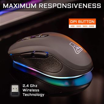 Souris Gaming sans fil The G-Lab RGB Kult Neon Noir