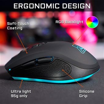 Souris Gaming sans fil The G-Lab RGB Kult Neon Noir