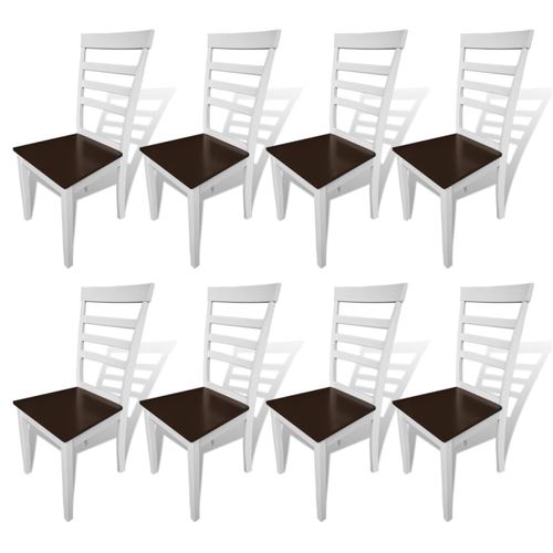 vidaXL Eetkamerstoelen 8 st massief hout en MDF bruin en wit