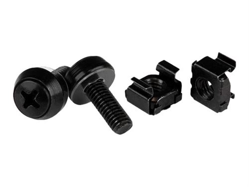 Startech.com Noir Startech Écrou Cage M6 - Vis M6 - Pack De 100 - Écrous Cage Et Vis M6x12 De Montage Pour Rack Et Armoire Serveur - Kit De Vis Pour Rack - Pour P/N: Rack-18U-20-Wall-Oa, Rack-21U-20-Wall-Oa, Rack-24U-20-Wall-Oa, Rk12od2, Rk3236bkf