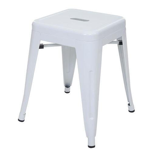 6x Tabouret en métal MENDLER HWC-A73, désign industriel métallique, empilable blanc