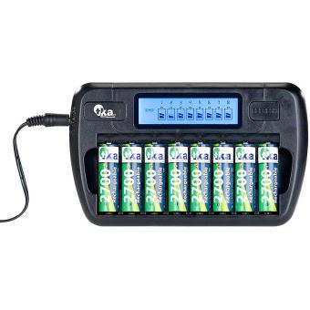 Chargeur pour piles et accus avec écran et chargeur USB 1A TKA