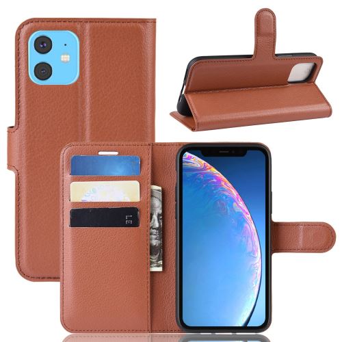 Etui en PU de couleur marron avec support pour votre Apple iPhone 6.1 pouces (2019)