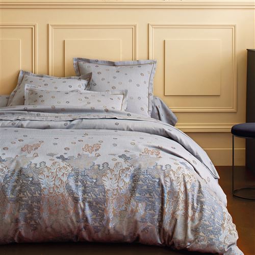 Taie d'oreiller satin Daphnée BLANC DES DES VOSGES, Bleu jean 65 x 65 cm