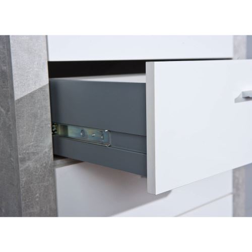 Paris Prix - Commode 5 Tiroirs concrete 74cm Gris & Blanc