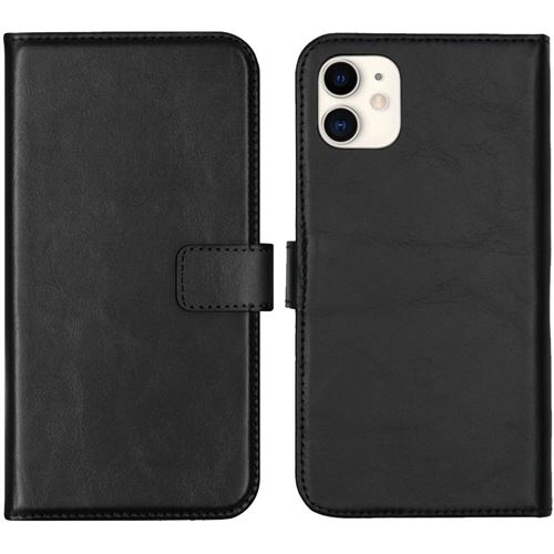 Étui Selencia de téléphone portefeuille en cuir véritable pour iPhone 11 - Noir